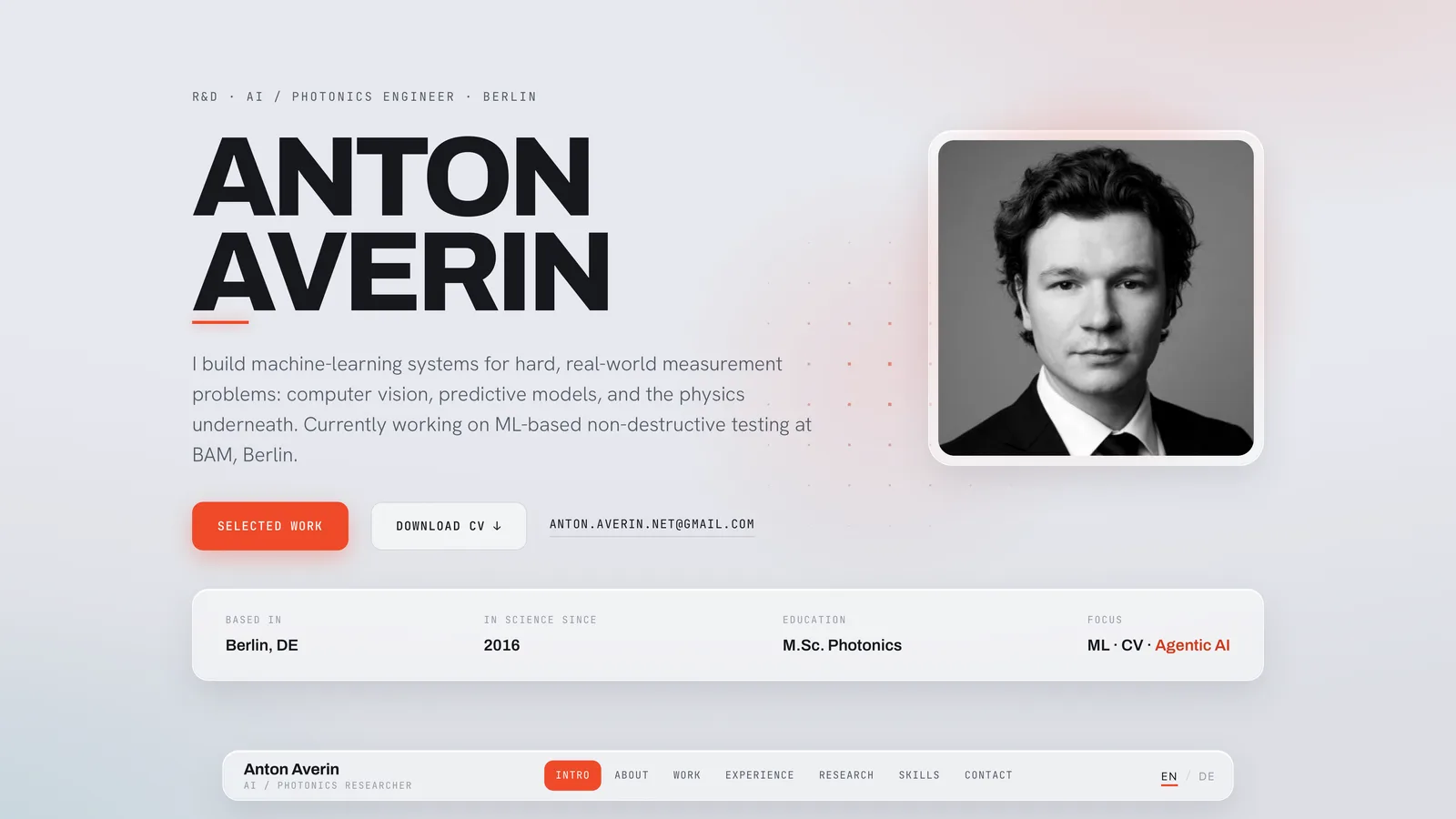 Anton Averin — сайт-визитка для AI-исследователя — экран 7